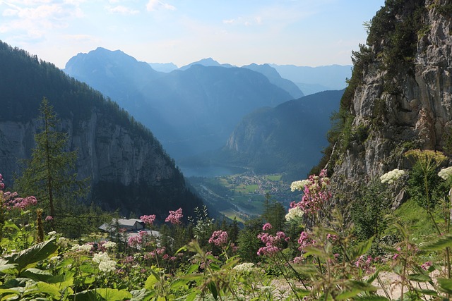 slovenské horské panoráma s turistickým značením a zeleným lesom na jar